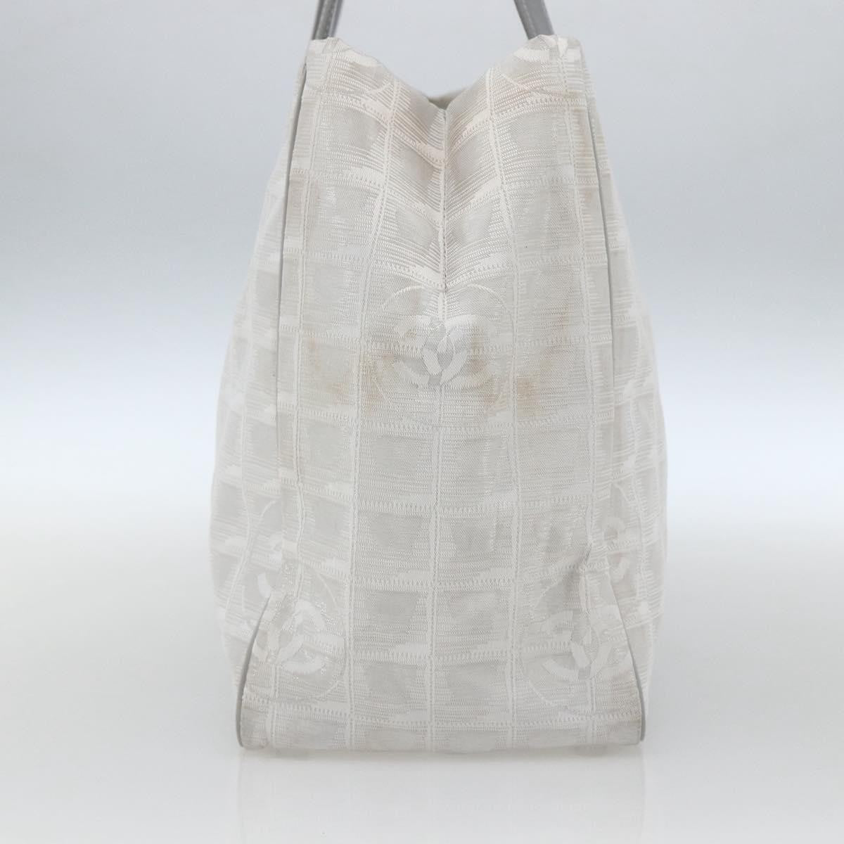 Chanel Travel Line Tote Nylon Silver Nylon Tote Bag Bag (Pre-Owned)