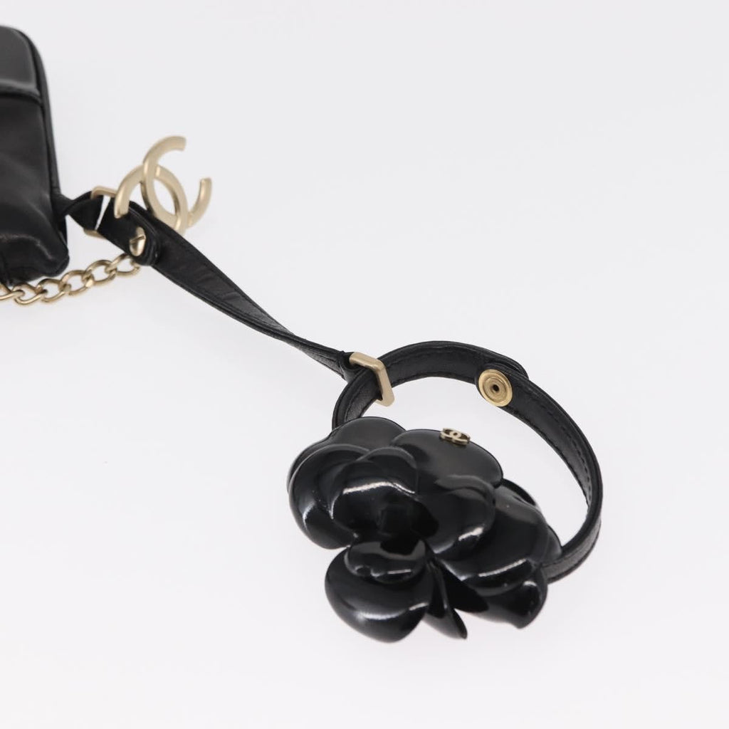 Chanel Camellia Clutch Bag Leather Black Leather Clutche & Pouche Bag (Pre-Owned)