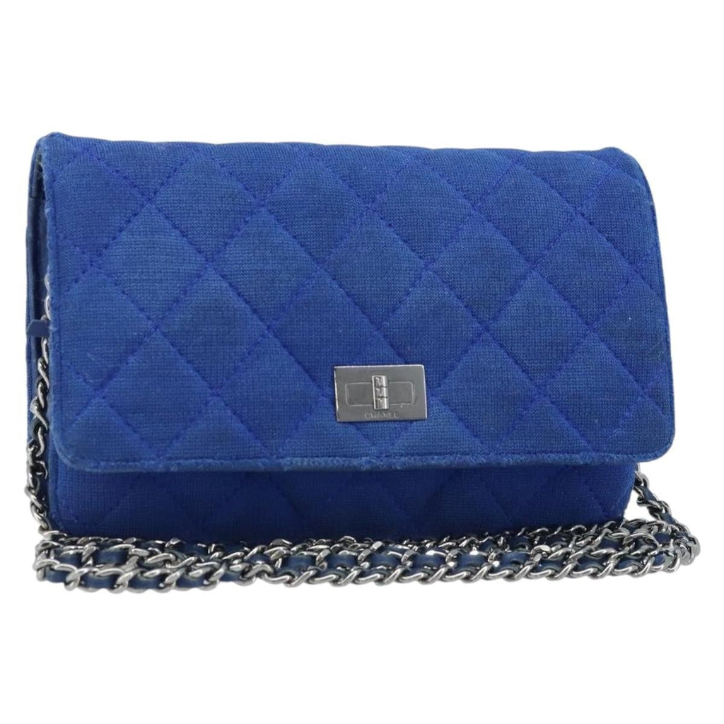 Chanel Wallet On Chain Canvas Navy Canvas Shoulder Bag Bag (Pre-Owned)