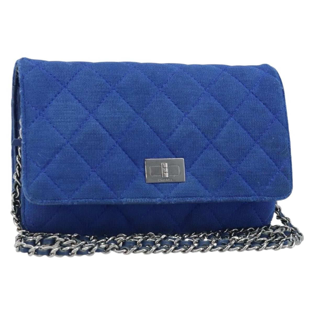 Chanel Wallet On Chain Canvas Navy Canvas Shoulder Bag Bag (Pre-Owned)