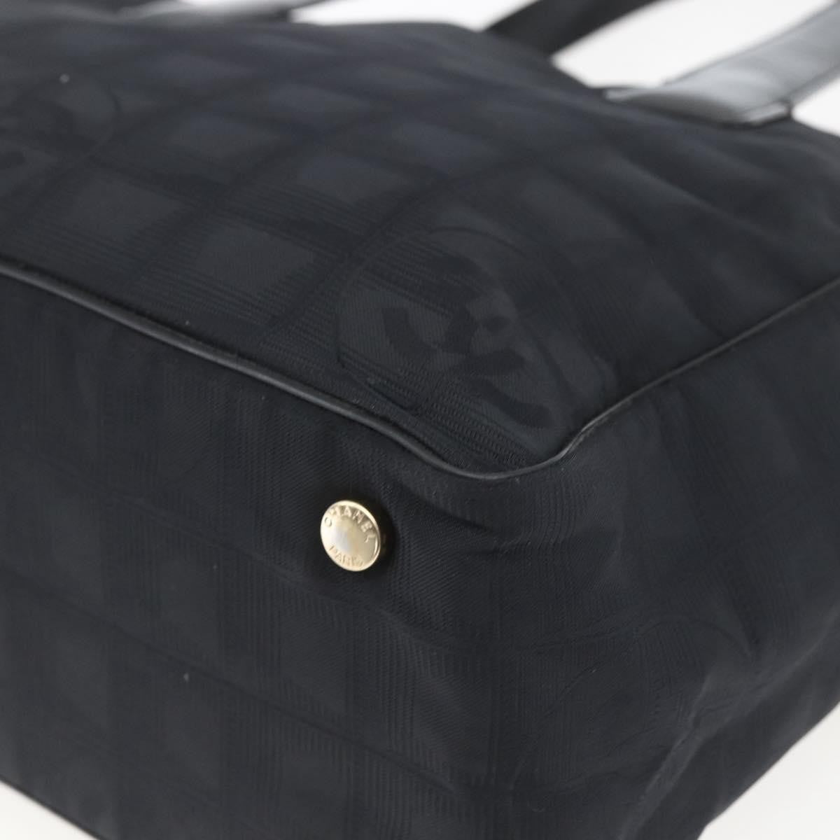 Chanel Travel Line Tote Nylon Black Nylon Tote Bag Bag (Pre-Owned)