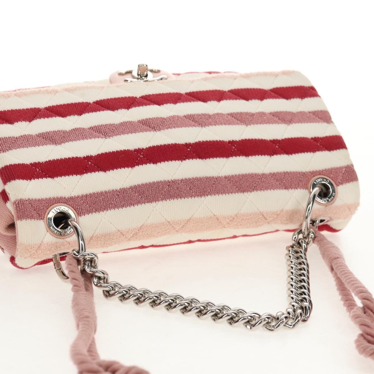 Chanel Vintage Flap Shoulder Bag Canvas Pink Leather Handbag (Pre-Owned)