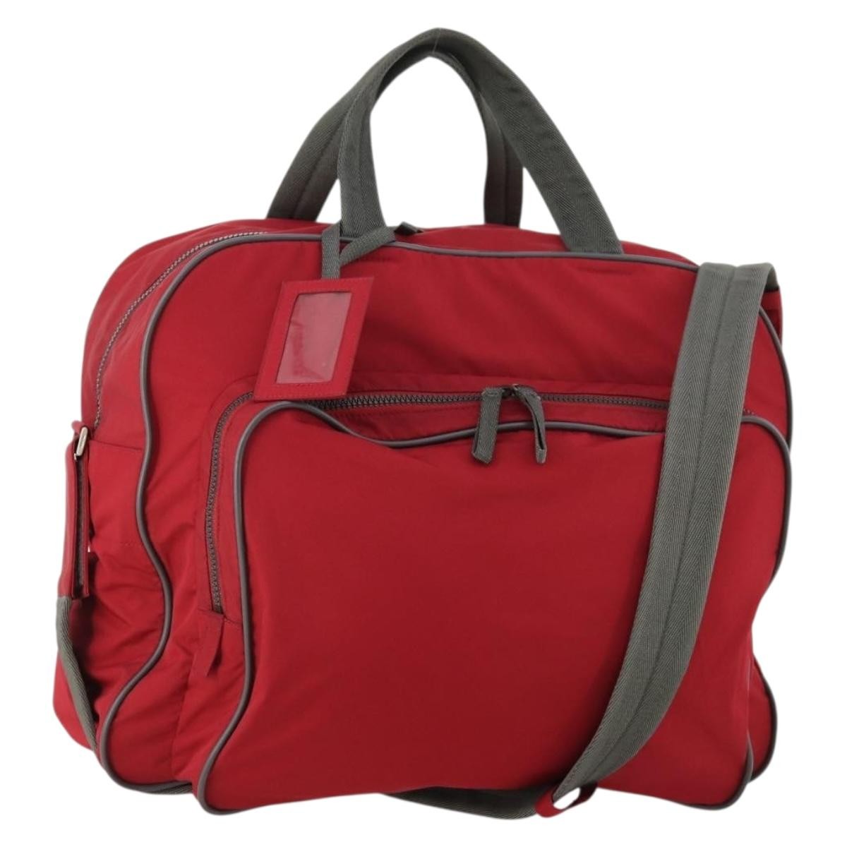 Prada Sport Line Boston Bag Nylon Red Nylon Travel Bag Bag (Pre-Owned)