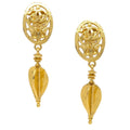 Chanel Cc Oval Tag Drop Hoop Earrings Metal Gold Gold_Plated Earrings Jewelry (Pre-Owned)