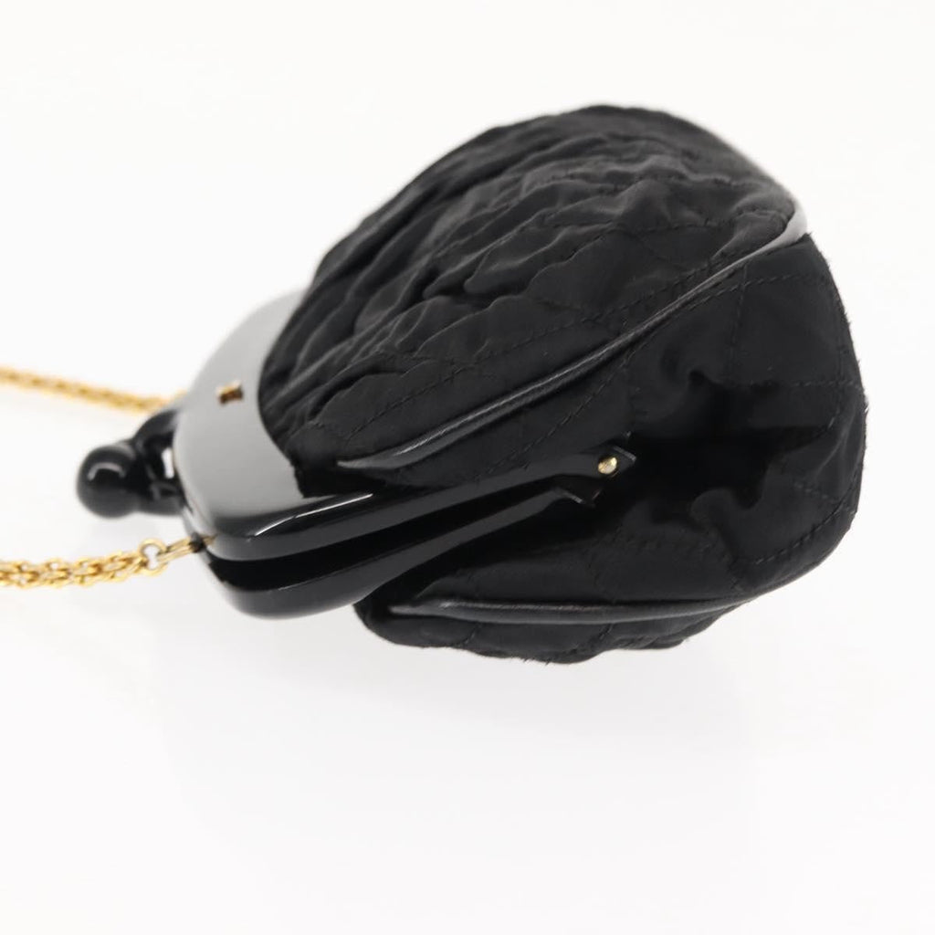 Chanel Chain Clutch Canvas And Leather Black Satin Shoulder Bag Bag (Pre-Owned)