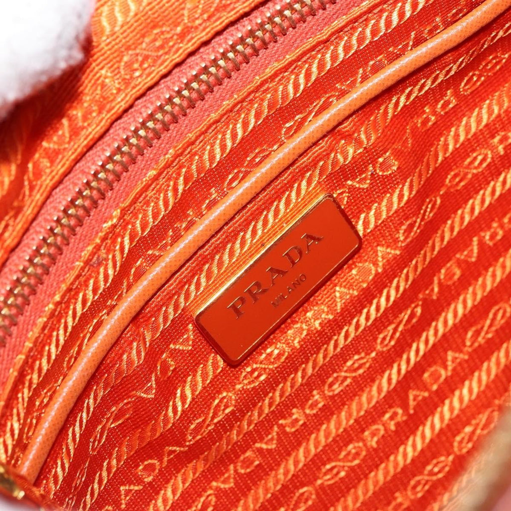Prada Flat Messenger Tessuto With Leather Orange Nylon Shoulder Bag Bag (Pre-Owned)