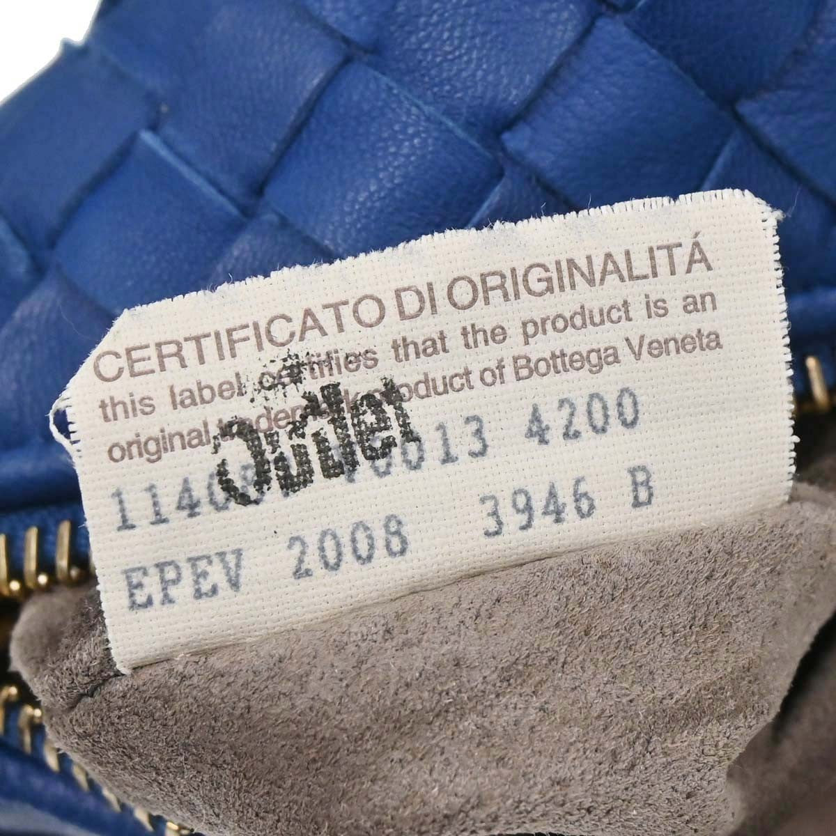 Bottega Veneta Intrecciato Handbag Leather Blue Leather Handbag (Pre-Owned)