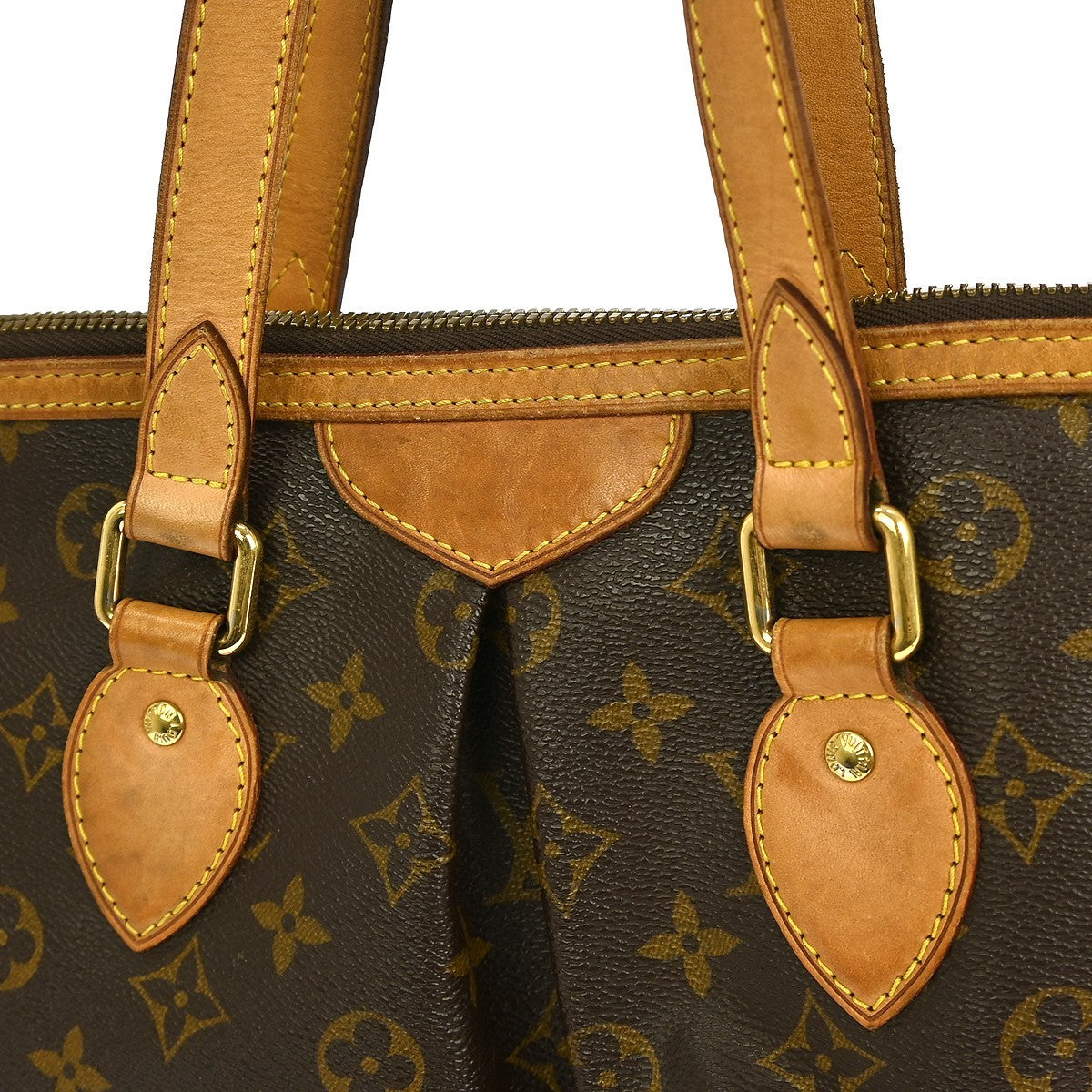 Louis Vuitton Palermo Handbag Monogram Canvas Brown Canvas Tote Bag Bag (Pre-Owned)