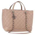 Chanel Easy Shopping Tote Quilted Calfskin Pink Leather Tote Bag Bag (Pre-Owned)