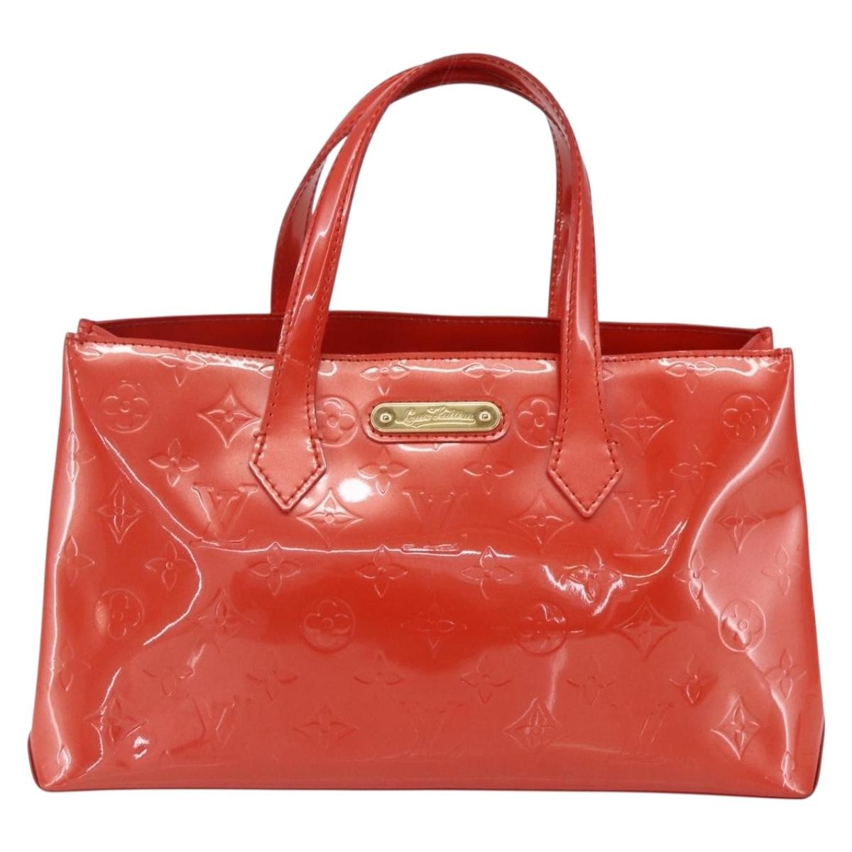 Louis Vuitton Wilshire Handbag Monogram Vernis Orange Patent_Leather Tote Bag Bag (Pre-Owned)
