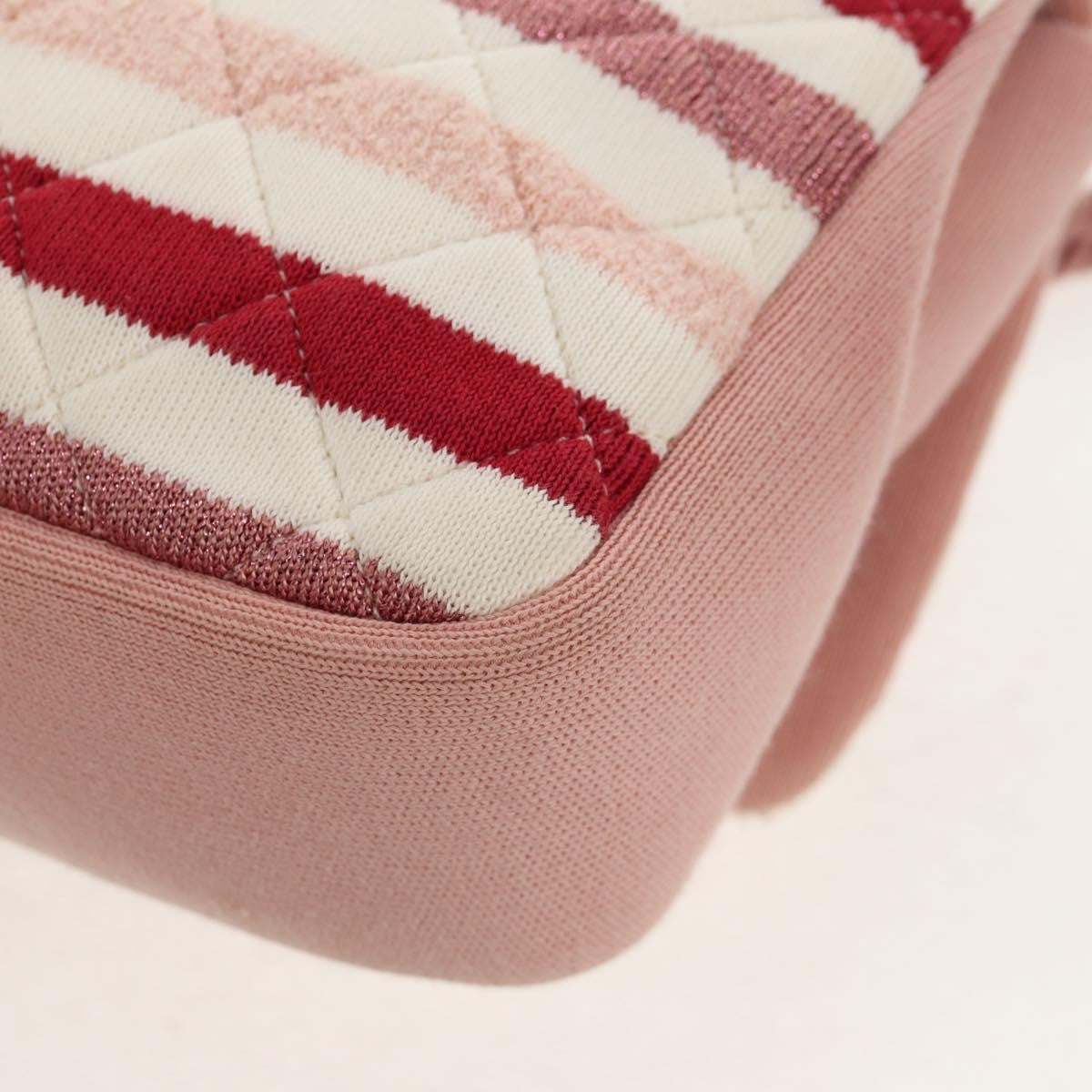 Chanel Vintage Flap Shoulder Bag Canvas Pink Leather Handbag (Pre-Owned)