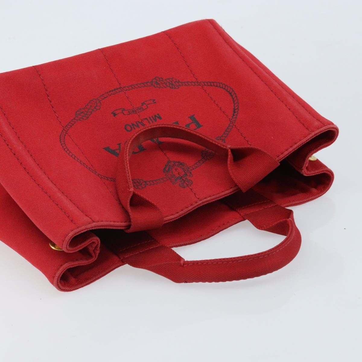 Prada Canapa Tote Canvas Red Canvas Tote Bag Bag (Pre-Owned)