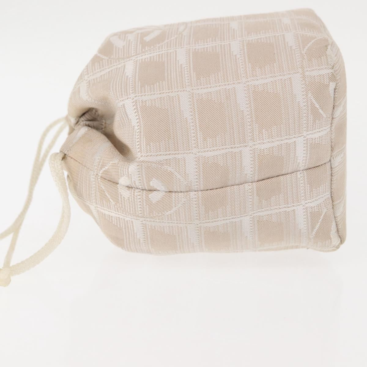 Chanel Travel Line Pouch Nylon Beige Nylon Clutche & Pouche Bag (Pre-Owned)