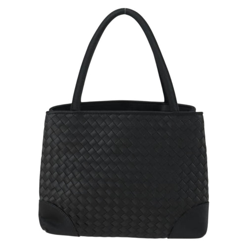 Bottega Veneta Intrecciato Handbag Satin Black Satin Handbag (Pre-Owned)