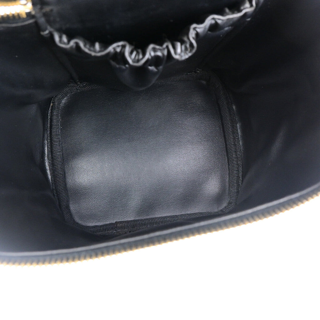 Chanel Vanity Pouch Leather Black Leather Bag (Pre-Owned)