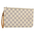 Louis Vuitton Neverfull Pochette Damier White Canvas Clutche & Pouche Bag (Pre-Owned)