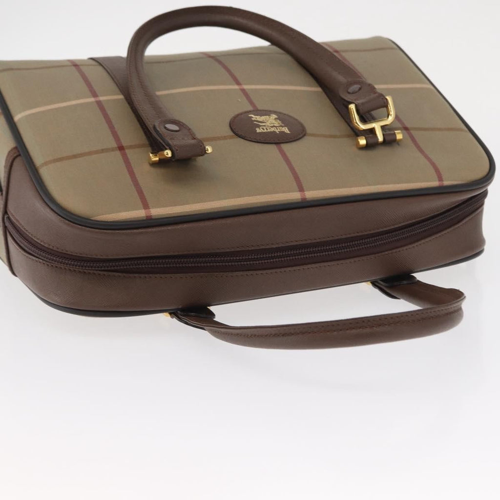 Burberry Nova Check Boston Bag Canvas Beige Canvas Handbag (Pre-Owned)