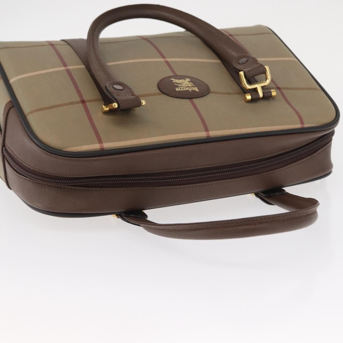 Burberry Nova Check Boston Bag Canvas Beige Canvas Handbag (Pre-Owned)