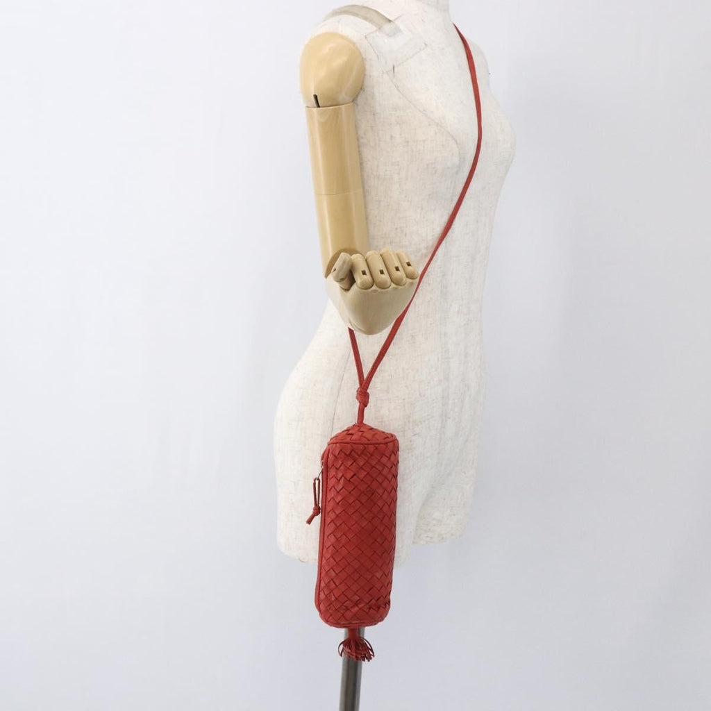 Bottega Veneta Intrecciato Clutch Bag Leather Red Leather Clutche & Pouche Bag (Pre-Owned)