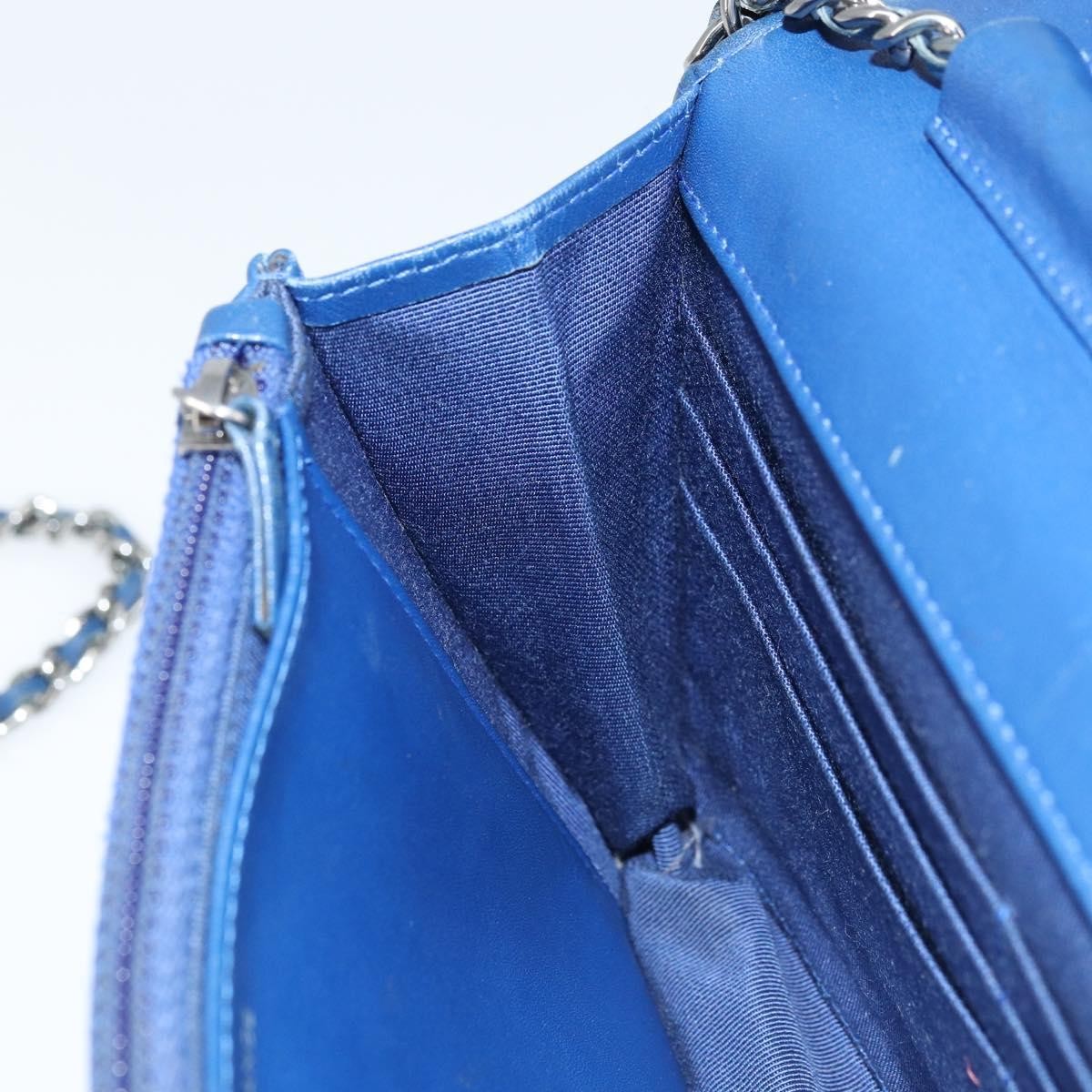 Chanel Wallet On Chain Canvas Navy Canvas Shoulder Bag Bag (Pre-Owned)