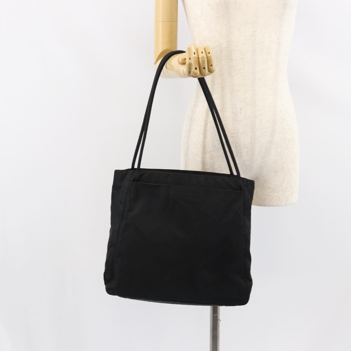 Prada Vintage Tote Tessuto Black Nylon Tote Bag Bag (Pre-Owned)