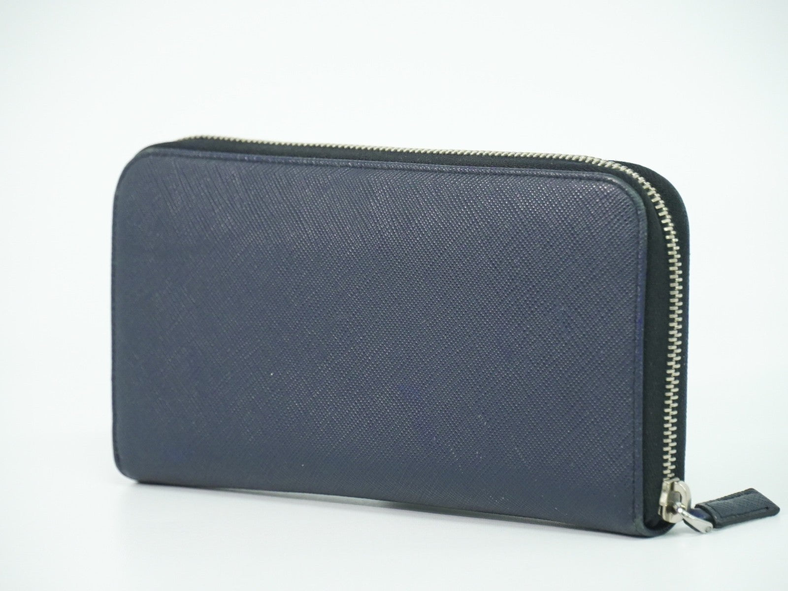 Prada Saffiano Wallet Leather Navy Leather Wallets Accessory (Pre-Owned)
