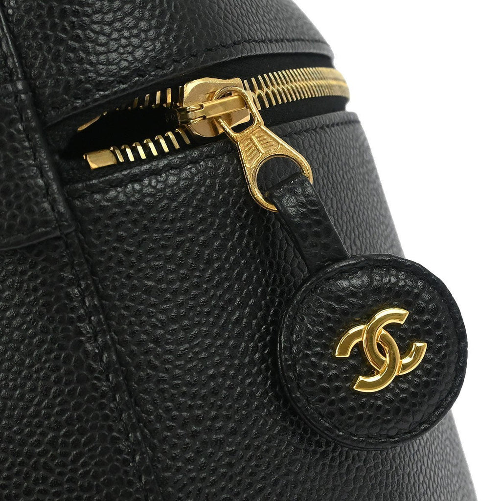 Chanel Vintage Timeless Cosmetic Case Caviar Black Leather Handbag (Pre-Owned)