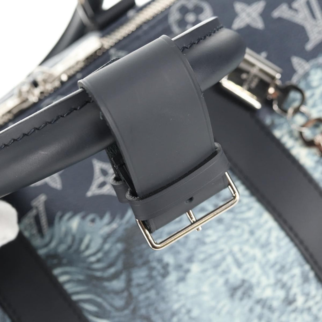 Louis Vuitton Keepall Bandouliere Bag Limited Edition Chapman Savane Monogram Canvas Navy Canvas Travel Bag Bag (Pre-Owned)