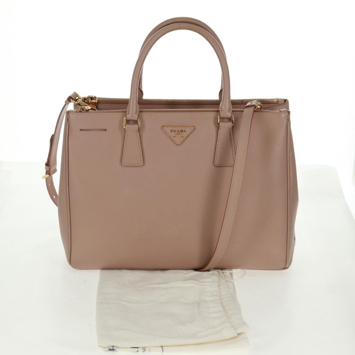 Prada Double Zip Lux Tote Saffiano Leather Pink Leather Tote Bag Bag (Pre-Owned)