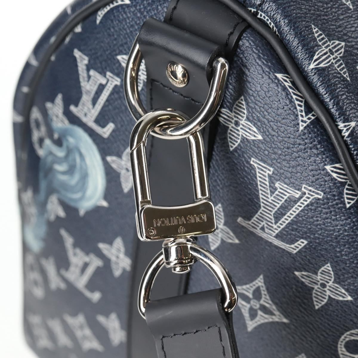 Louis Vuitton Keepall Bandouliere Bag Limited Edition Chapman Savane Monogram Canvas Navy Canvas Travel Bag Bag (Pre-Owned)