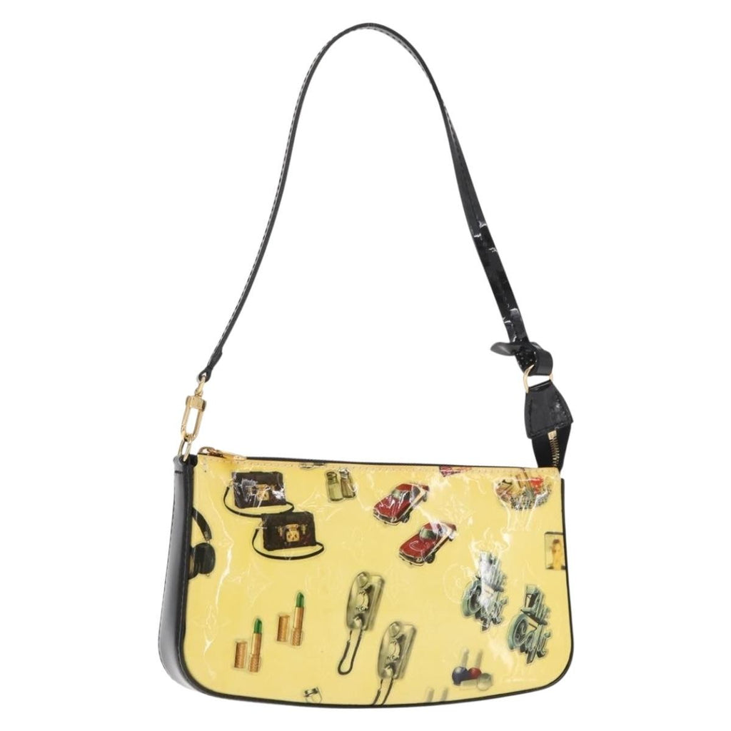 Louis Vuitton Pochette Accessoires Nm Limited Edition Stickers Monogram Vernis Yellow Patent_Leather Clutche & Pouche Bag (Pre-Owned)