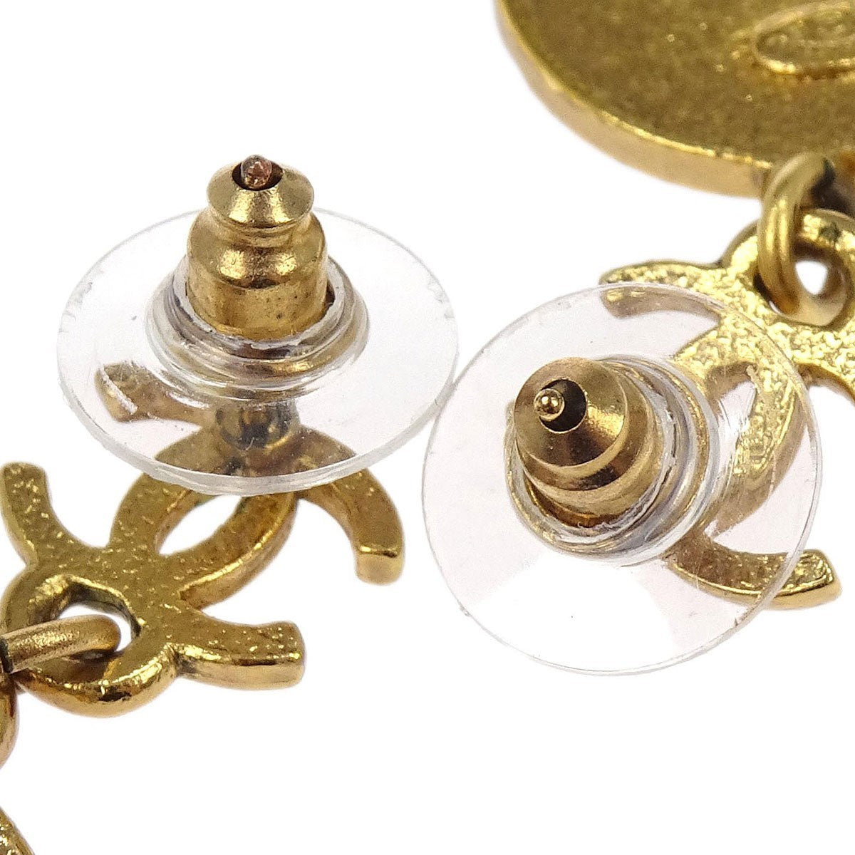 Chanel Cc Star Round Drop Earrings Metal With Resin Gold Gold_Plated Earrings Jewelry (Pre-Owned)