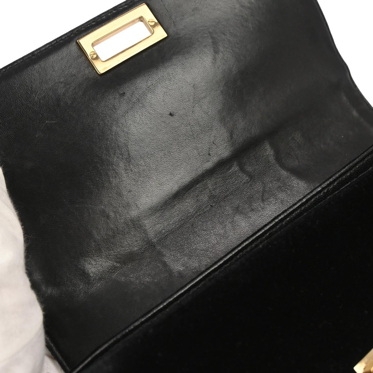 Chanel Chocolate Bar Mademoiselle Lock Chain Bag Quilted Velvet Black Velvet Shoulder Bag Bag (Pre-Owned)