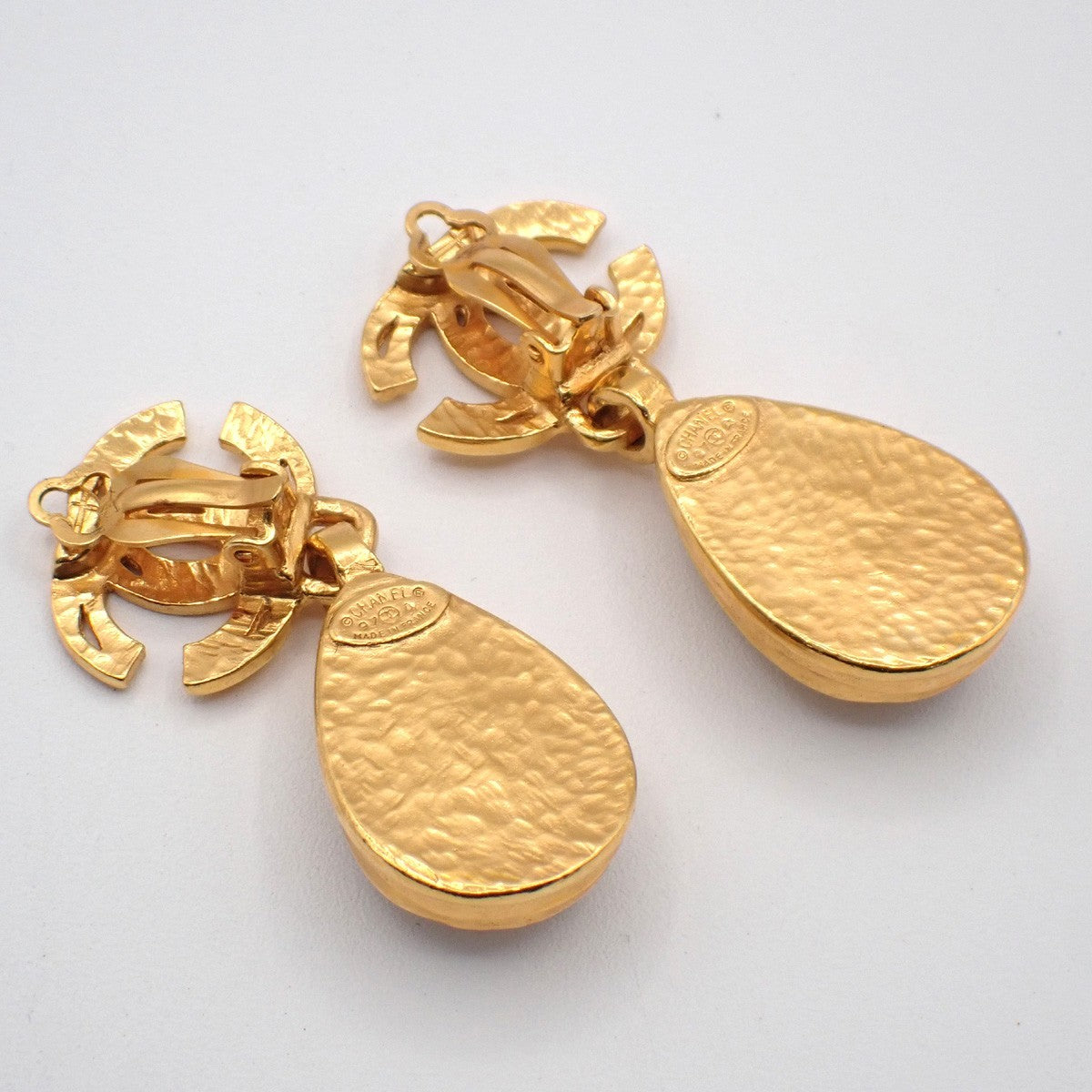 Chanel Cc Teardrop Earrings Metal With Faux Pearl Gold Gold_Plated Earrings Jewelry (Pre-Owned)