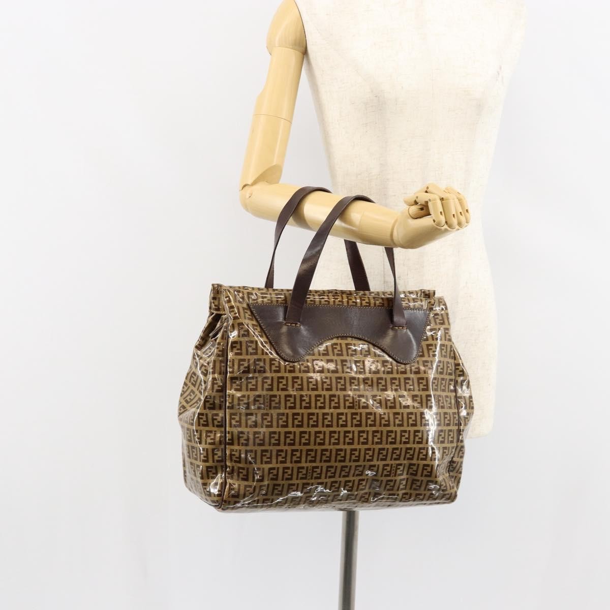Fendi Zip Tote Canvas Beige Canvas Tote Bag Bag (Pre-Owned)