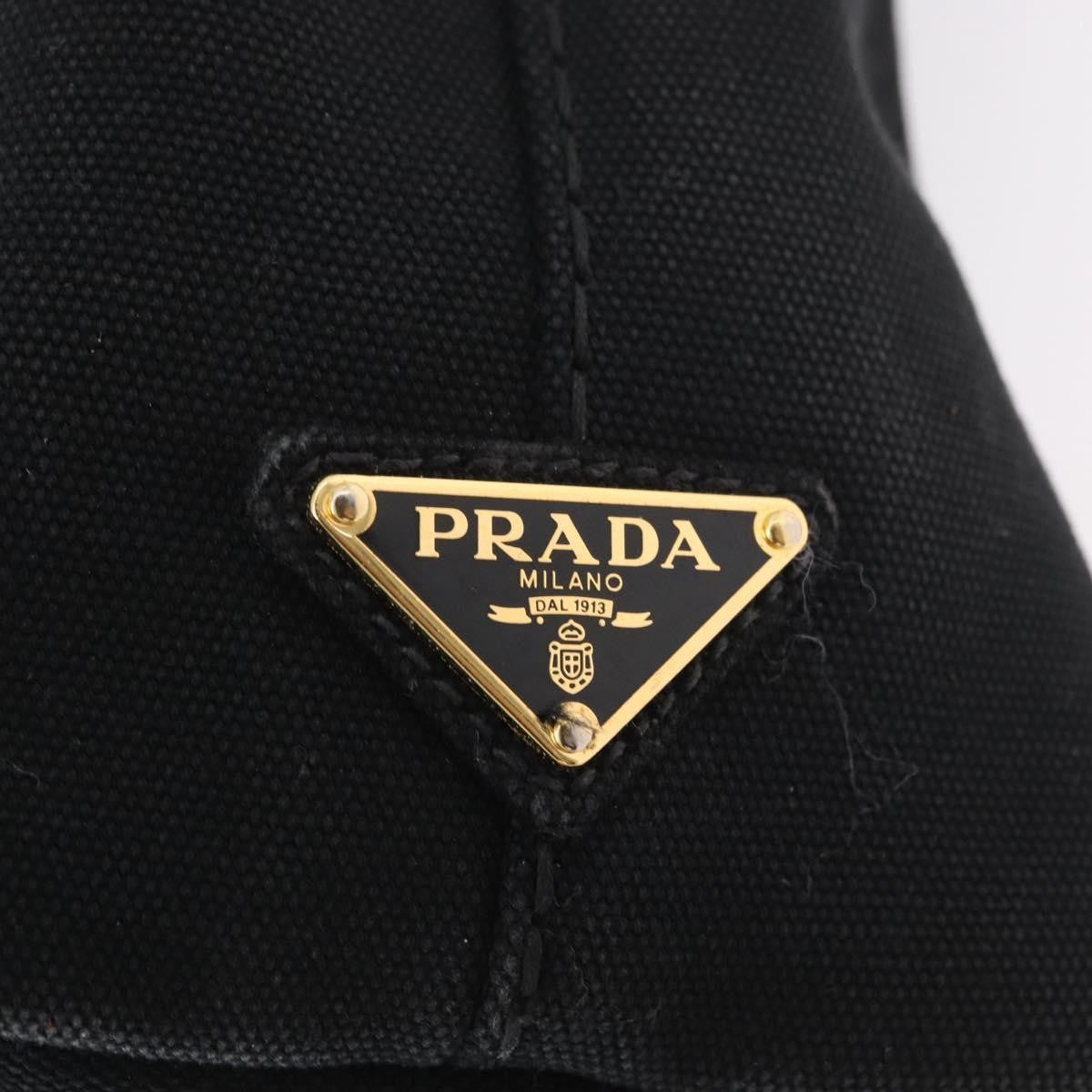 Prada Canapa Tote Canvas Black Canvas Tote Bag Bag (Pre-Owned)