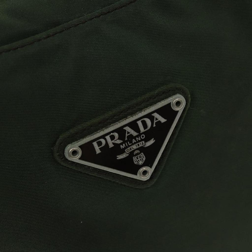 Prada Bowling Shoulder Bag Tessuto Khaki Nylon Handbag (Pre-Owned)
