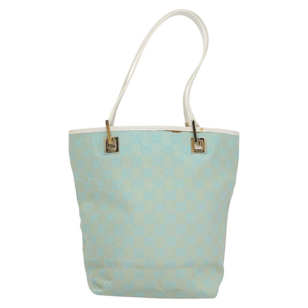 Gucci Vintage Bucket Shopping Tote Gg Canvas Blue Canvas Tote Bag Bag (Pre-Owned)