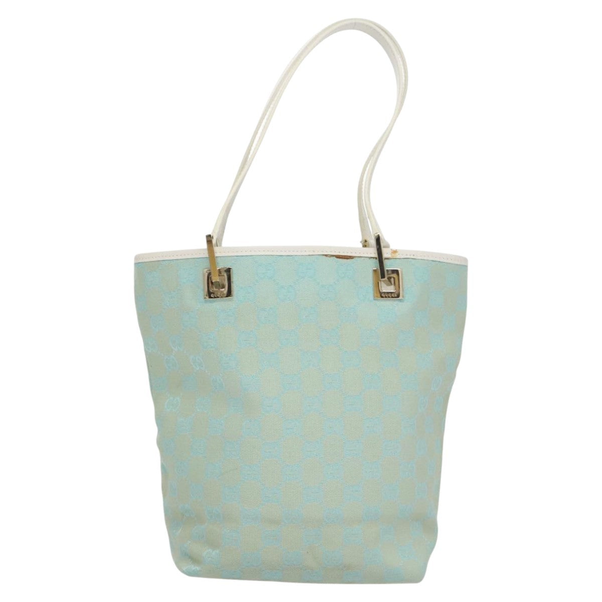 Gucci Vintage Bucket Shopping Tote Gg Canvas Blue Canvas Tote Bag Bag (Pre-Owned)