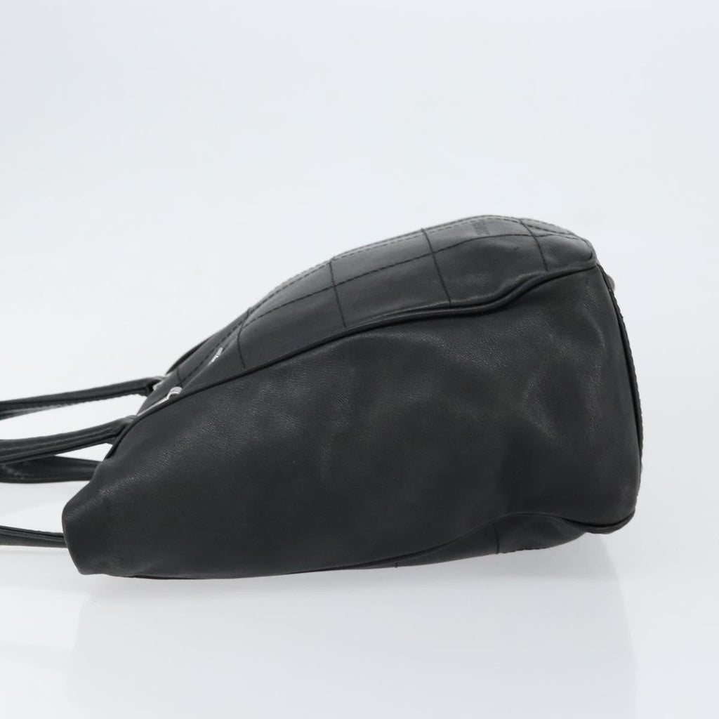Chanel Square Stitch Tote Quilted Leather Black Leather Tote Bag Bag (Pre-Owned)
