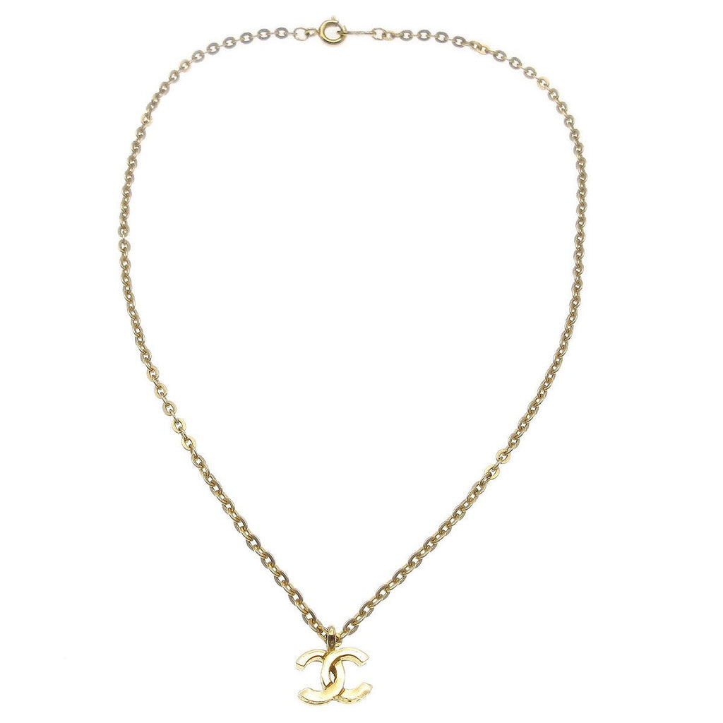 Chanel Vintage Cc Pendent Necklace Plated Metal Gold Gold_Plated Jewelry (Pre-Owned)