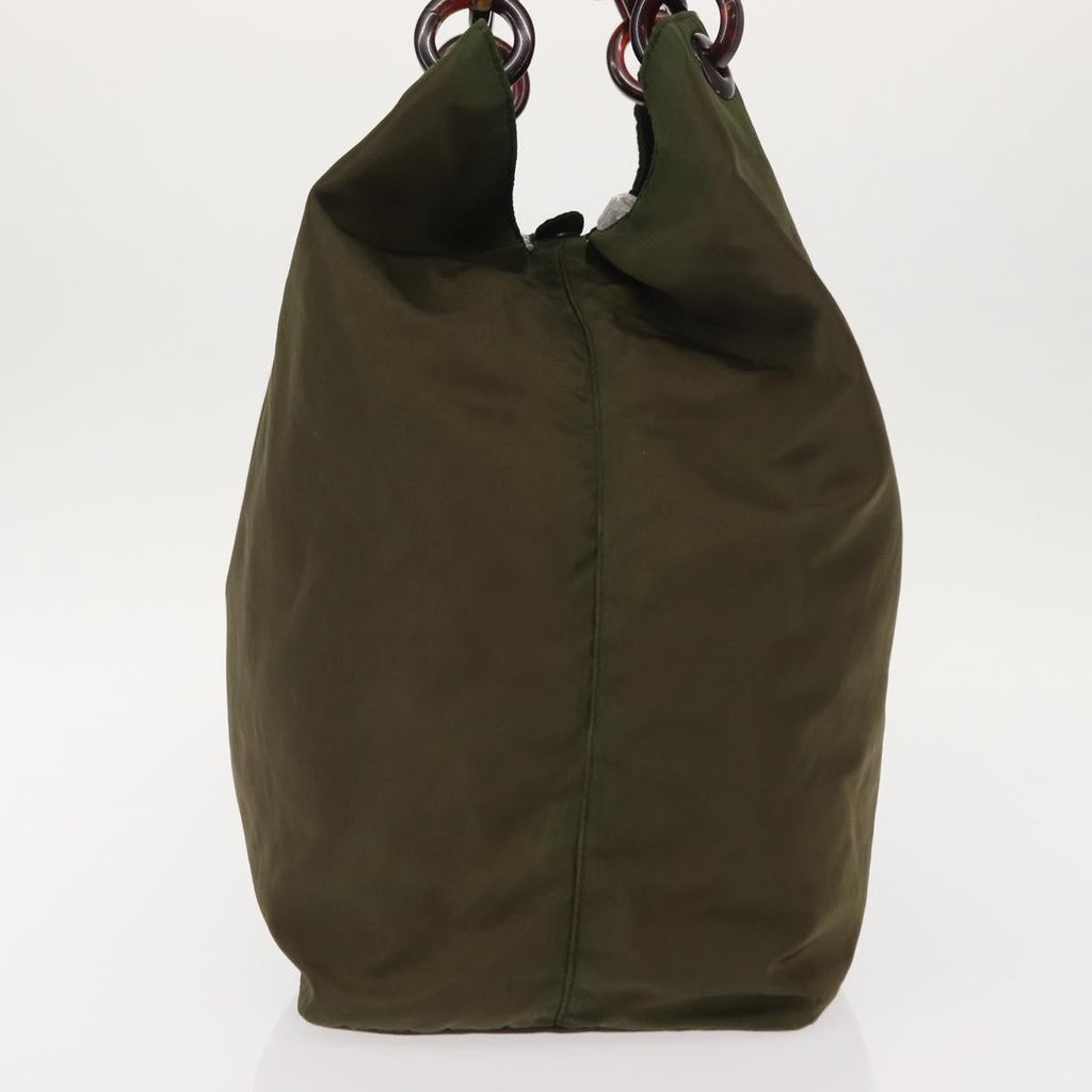 Prada Resin Handle Tote Tessuto Khaki Nylon Tote Bag Bag (Pre-Owned)