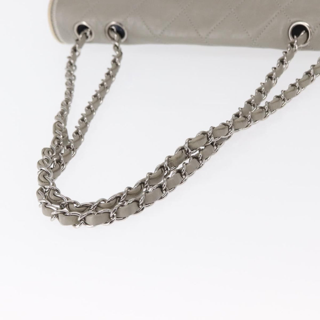 Chanel Mademoiselle Lock Flap Bag Quilted Lambskin Gray Leather Shoulder Bag Bag (Pre-Owned)