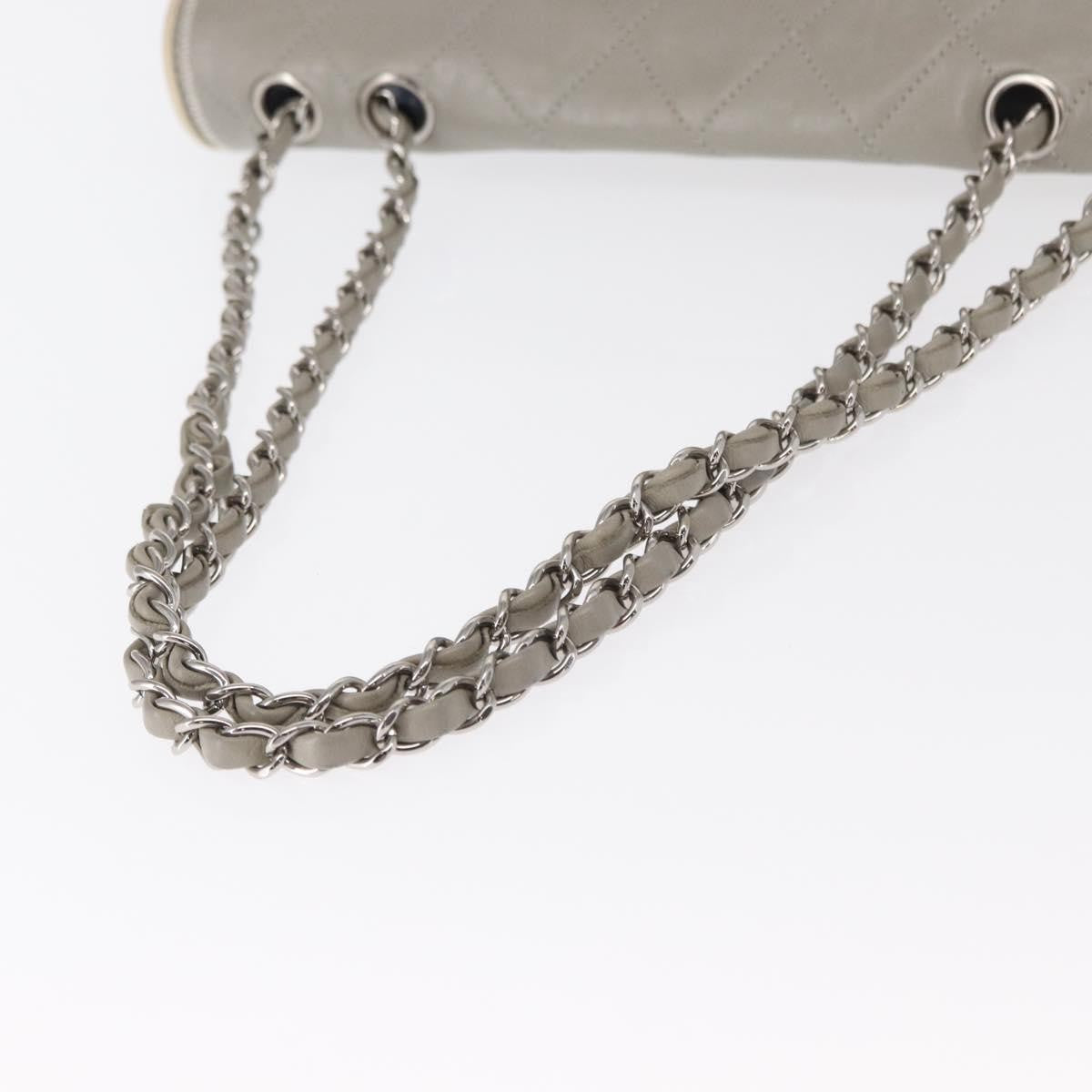 Chanel Mademoiselle Lock Flap Bag Quilted Lambskin Gray Leather Shoulder Bag Bag (Pre-Owned)
