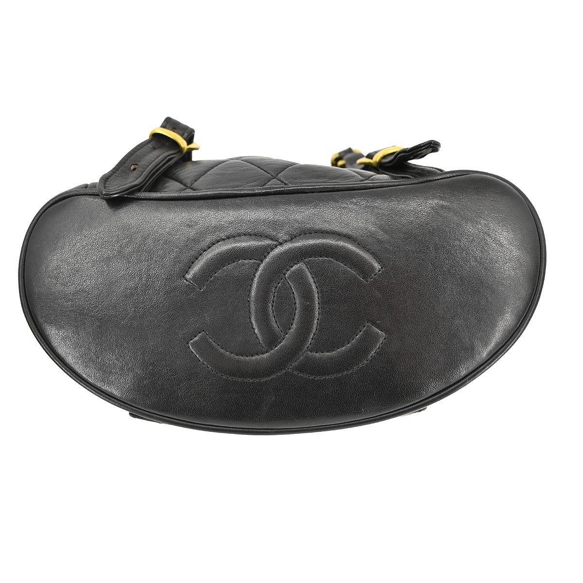 Chanel Duma Drawstring Backpack Quilted Leather Black Leather Backpack Bag (Pre-Owned)