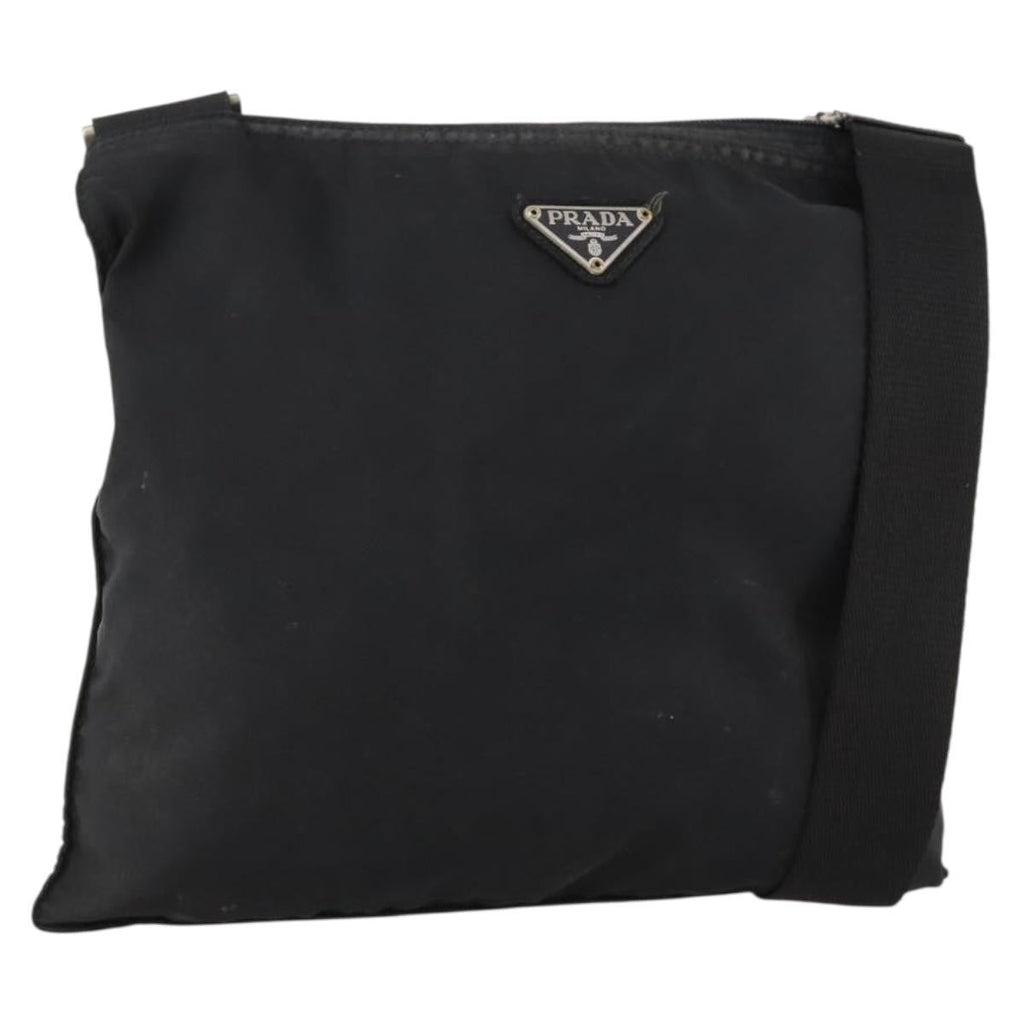 Prada Flat Messenger Bag Tessuto Black Nylon Shoulder Bag Bag (Pre-Owned)