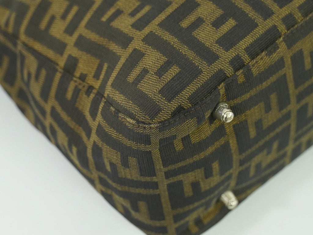 Fendi Zucca Tote Bag Ff Motif Brown Canvas Handbag (Pre-Owned)
