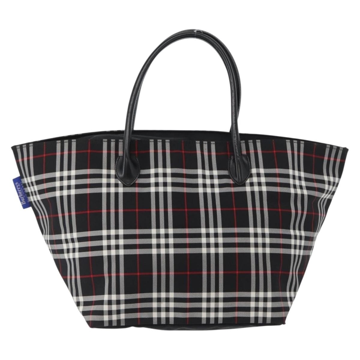 Burberry Nova Check Handbag Nylon Black Nylon Handbag (Pre-Owned)