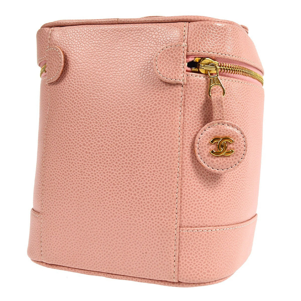 Chanel Vintage Timeless Cosmetic Case Caviar Pink Leather Clutche & Pouche Bag (Pre-Owned)