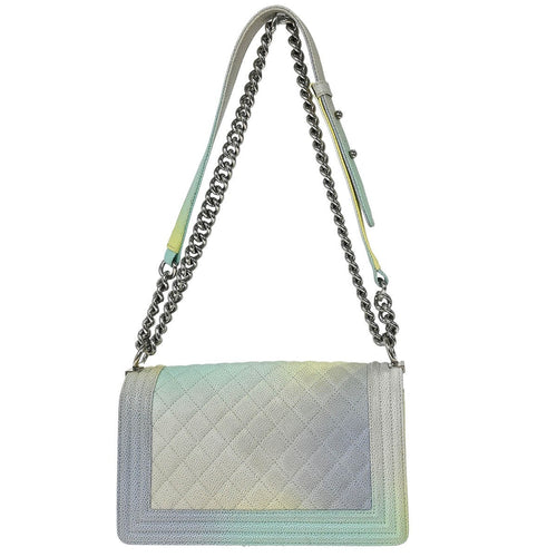 Chanel Rainbow Boy Flap Bag Quilted Painted Caviar Multicolour Leather Shoulder Bag Bag (Pre-Owned)